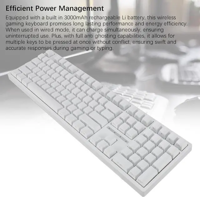 Alt view image 5 of 7 - Gaming Keyboard, 2.4G / BT3.0 5.0/Type C Wired Mechanical Keyboard, RGB Backlit 108 Keys Blue Switch Computer Keyboard for 2000, for ME, for XP, for Vista