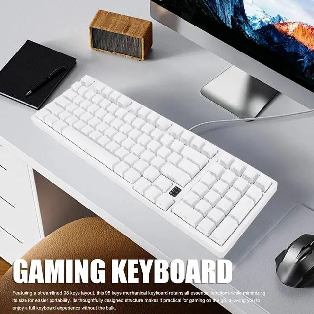Alt view image 2 of 7 - Gaming Keyboard, Mechanical Gaming Keyboard 98 Keys Mechanical Keyboard 2.4G 3.0 5.0 Type C 3 Modes Connectivity, RGB Gaming Keyboard for PC Laptop for Game and Office