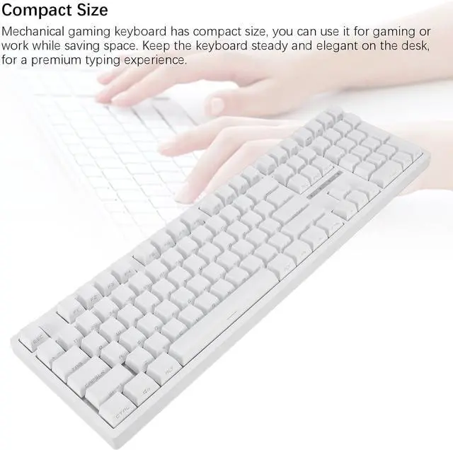 Alt view image 4 of 7 - Cordless RGB Gaming Keyboard, 3 Mode Cordless 2.4G bt 3.0 5.0 Type C Wired 108 Keys Mechanical Keyboard Brown Switch for for Android White