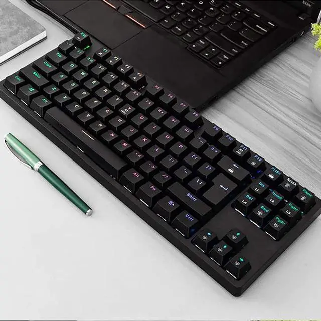 Alt view image 2 of 6 - Laptop Keyboard Gaming Mechanical Keyboard RGB Rainbow Backlit 87 Keys Water-Resistant 12 Multimedia Keys for PC and Laptop Computer Keyboard
