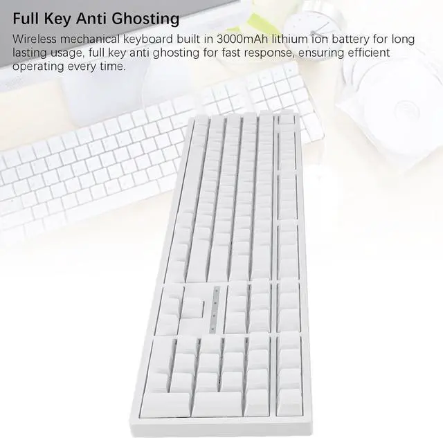 Alt view image 5 of 7 - Cordless RGB Gaming Keyboard, 3 Mode Cordless 2.4G bt 3.0 5.0 Type C Wired 108 Keys Mechanical Keyboard Brown Switch for for Android White