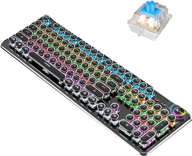 Main image of LED Wired Mechanical Gaming Keyboard, Metal Base, 104 Standard Keys,Electroplated Keycap Computer Keyboard for Windows/PC/MAC/Desktop Gamer (Color : Black -Green Shaft)
