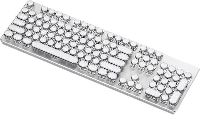 Main image of Vintage Typewriter Mechanical Gaming Keyboard with White Backlit Media Control Gaming Keypad White with 104 Key Codes