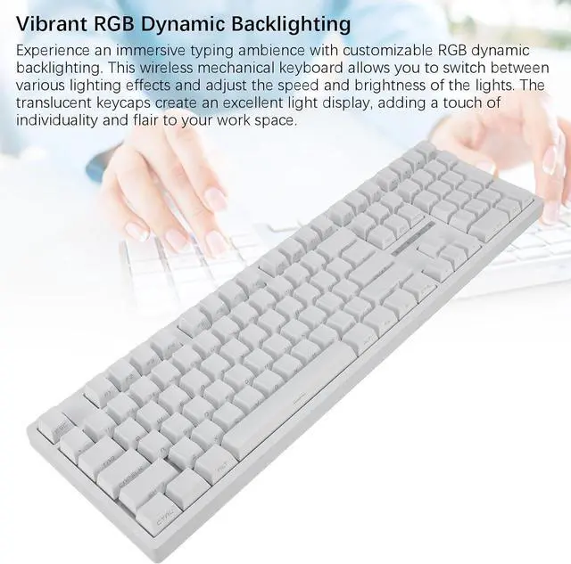 Alt view image 2 of 7 - Gaming Keyboard, 2.4G / BT3.0 5.0/Type C Wired Mechanical Keyboard, RGB Backlit 108 Keys Blue Switch Computer Keyboard for 2000, for ME, for XP, for Vista