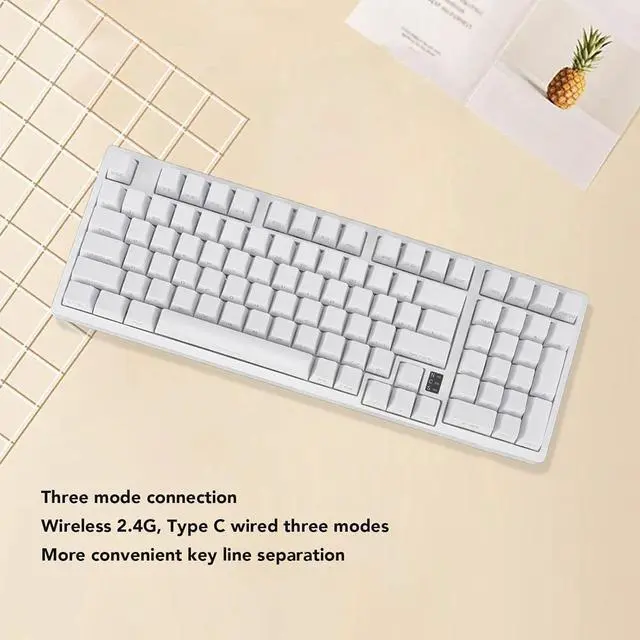 Alt view image 6 of 7 - Gaming Keyboard, 2.4G / BT3.0 5.0/Type C Wired Mechanical Keyboard, RGB Backlit 98 Keys Linear Action Switch Computer Keyboard