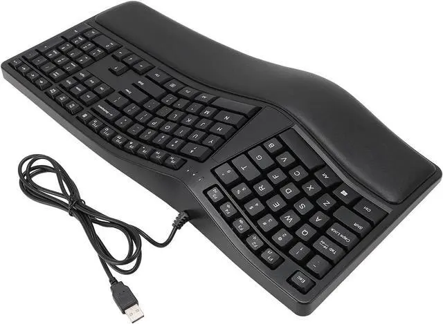 Alt view image 2 of 7 - Ergonomic Keyboard Wired, Ergo Keyboard with Palm Rest with 110 Keys 1.5m Cable Type Comfortably Ergonomic Split Keyboard Quiet USB 2.0 Wired Keyboard for Laptop