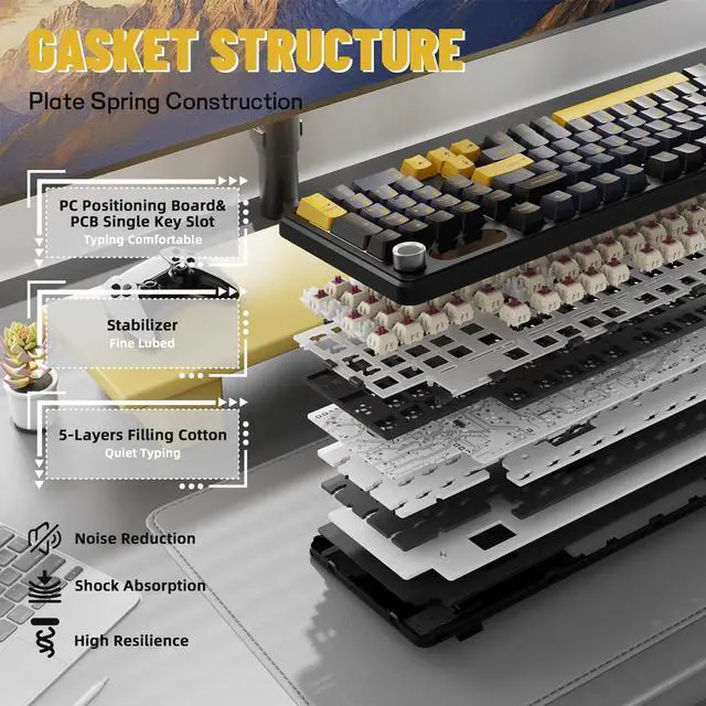 Alt view image 5 of 7 - ATTACK SHARK X98PRO Wireless Mechanical Keyboard,Multi-Function Knob&TFT Screen,Tri-Mode BT/2.4G Hz/USB-C Wired Keyboard,Hot-Swap RGB Backlit,4000mAh Cloud Drive,for Win/Mac/Linux-Starry Black