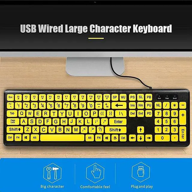 Alt view image 7 of 7 - USB Wired Keyboard, Quiet Ergonomic Water-Resistant Mechanical Feeling Keyboard, Ultra-Slim Keyboard for Desktop, Computer, PC