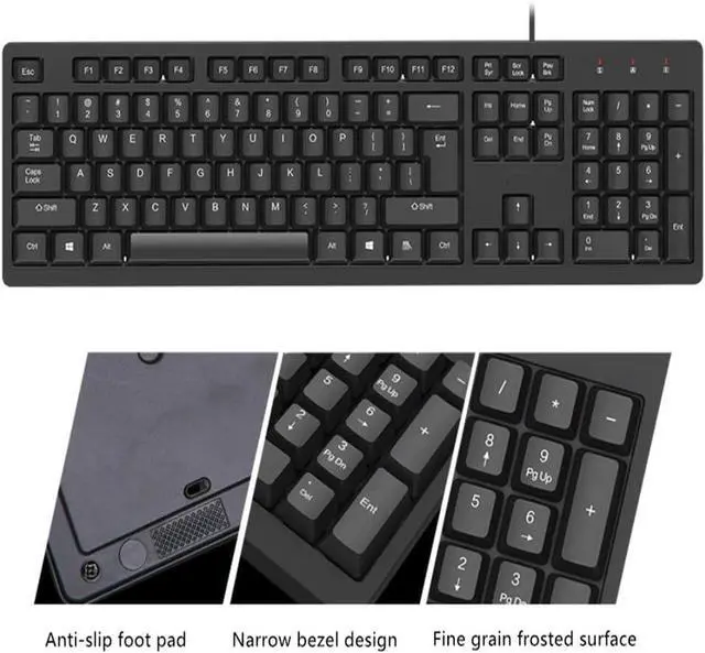 Alt view image 5 of 7 - Keyboard Wired Single Button USB Notebook Desktop Computer Business Office Portable Universal Keyboard