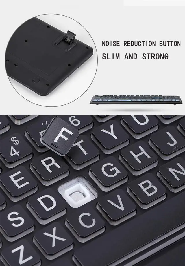 Alt view image 3 of 7 - Wired keyboard, illuminated full keyboard with multimedia function keys, large keyboard, wired old keyboard, very suitable for visual impaired, button with grease, for PC, laptop etc (white on black)
