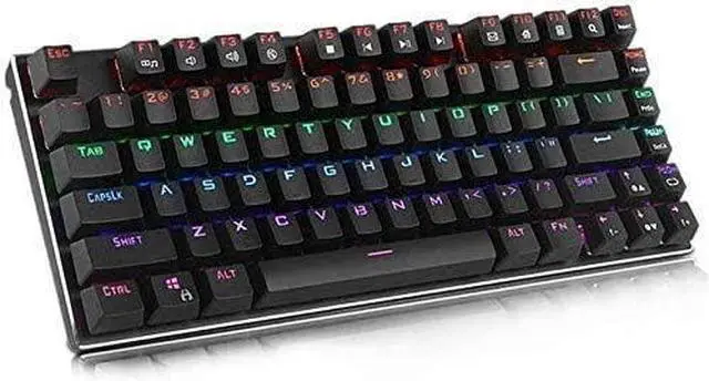Alt view image 3 of 6 - QIYUDS Keyboard, RGB LED Backlit Keyboard, 81 Key USB Wired RGB Backlit Blue Switch Mechanical Gaming PC Game Keyboard (Color : White)