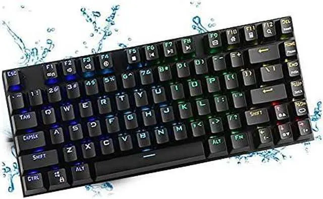 Alt view image 6 of 6 - QIYUDS Keyboard, RGB LED Backlit Keyboard, 81 Key USB Wired RGB Backlit Blue Switch Mechanical Gaming PC Game Keyboard (Color : White)