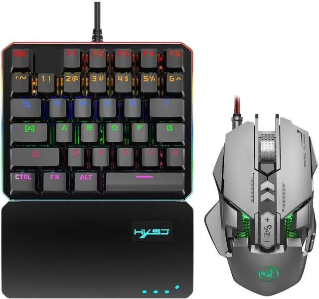 Main image of Keyboards One Handed Mechanical Gaming Keyboard and Programmable Mouse Combo USB Wired Gaming Keypad and LED Backlit Mouse for LOL/PUBG/Wow/Dota/OW