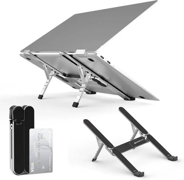 Alt view image 6 of 7 - ZenRich Portable Laptop Stand and Bluetooth Keyboard with [Touchpad] [Travel Electronic Organizer] [Stand Holder] [4 in 1 Fast Charging Cable] for Travel