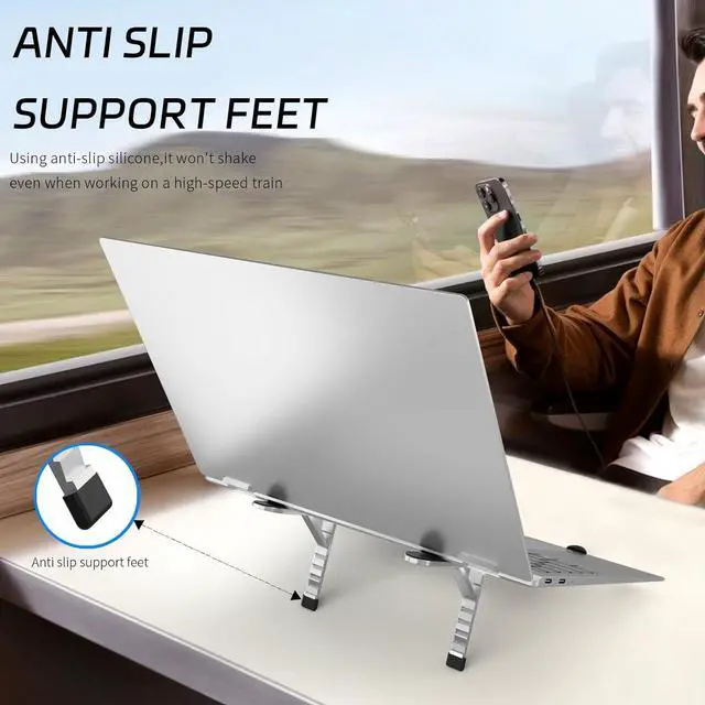 Alt view image 7 of 7 - ZenRich Portable Laptop Stand and Bluetooth Keyboard with [Touchpad] [Travel Electronic Organizer] [Stand Holder] [4 in 1 Fast Charging Cable] for Travel