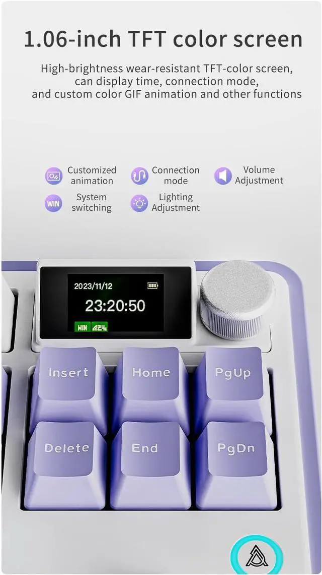 Alt view image 7 of 7 - Odpaltoy×Ajazz AK870 Rapid Trigger Keyboard Mechanical Magnetic Switch Keyboard,RGB Hot-swappable Gaming Keyboard with TFT Smart Display&Knob,Magnetic Switches (Starry Night Gray·Wired)