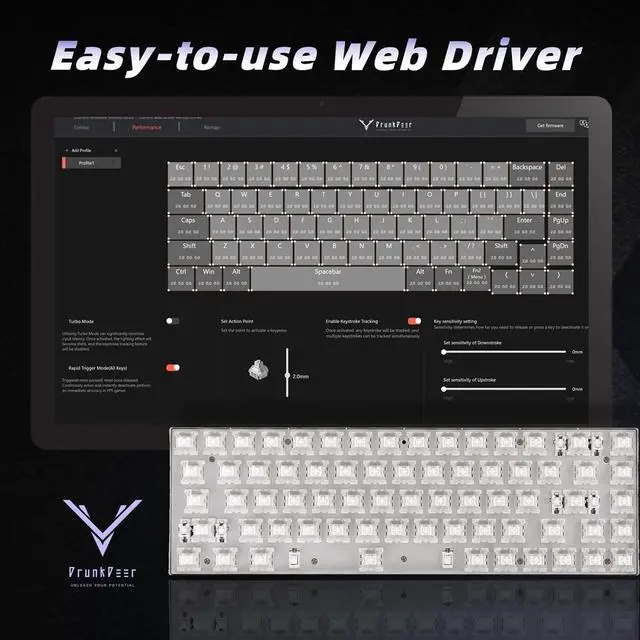 Alt view image 5 of 7 - DrunkDeer G65 Rapid Trigger Mechanical Keyboard Magnetic Switch Gaming Keyboard TKL RGB Backlight 65% Size Compact Wired USB Barebone No Keycap White