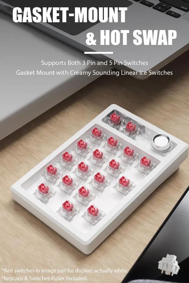 Alt view image 3 of 7 - Tri-Mode Gasket Creamy Mechanical Numpad with Tri-Mode Gaming Mouse