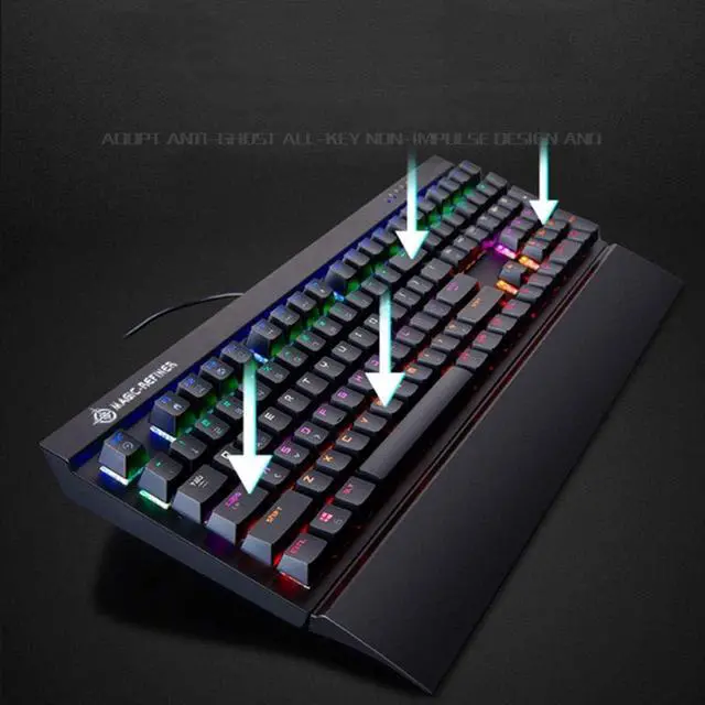 Alt view image 4 of 7 - Lihgfw Mechanical Keyboard Square Key Cap Color Backlit Gaming Keyboard Wired Mechanical Shaft Two-Color Injection Floating Key Cap Multimedia Keys Suitable for Office Gaming Enthusiasts