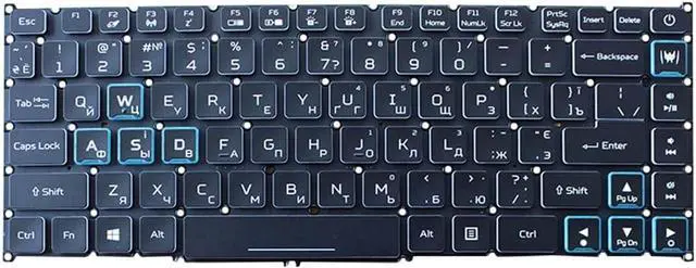 Main image of Laptop Ukrainian Keyboard Compatible with Ace-r Predato-r Trito-n 500 PT515-51 Per-Key RGB Backlit, Black