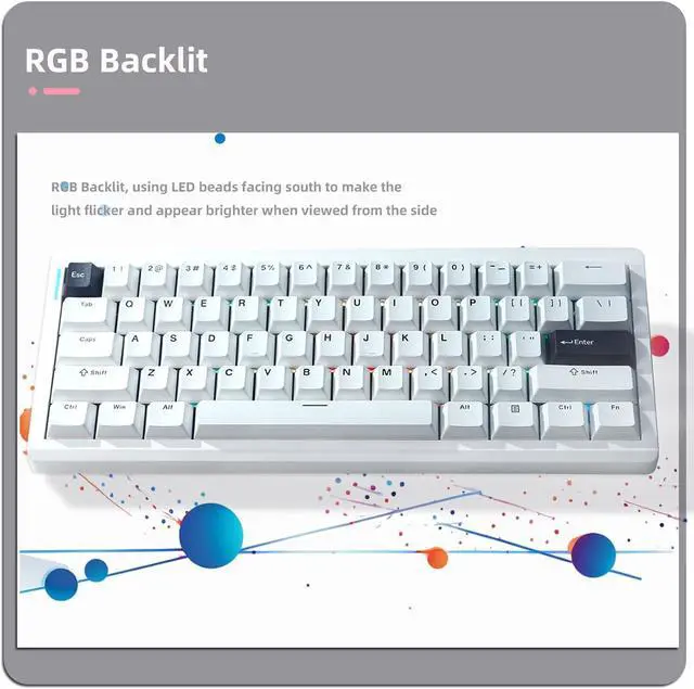 Alt view image 6 of 7 - 75% Mechanical Keyboard with Light Gasket Structure 5.0 2.4Ghz/USB C Connection Gaming Keyboards