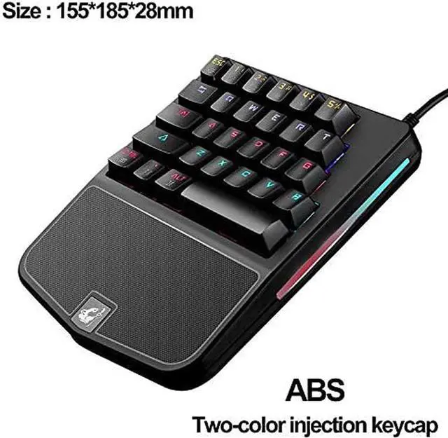 Alt view image 7 of 7 - One-Hand Mechanical Keyboard, Wired Gaming Keyboard, 28-Key LED Backlight, Blue Switch, Ergonomic Wrist Strap, for PC Laptop