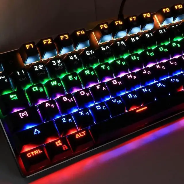 Alt view image 7 of 7 - Mechanical Gaming Keyboard, Compact 87 Keys Mechanical Computer Keyboard Rainbow LED Backlit for PC Gamers