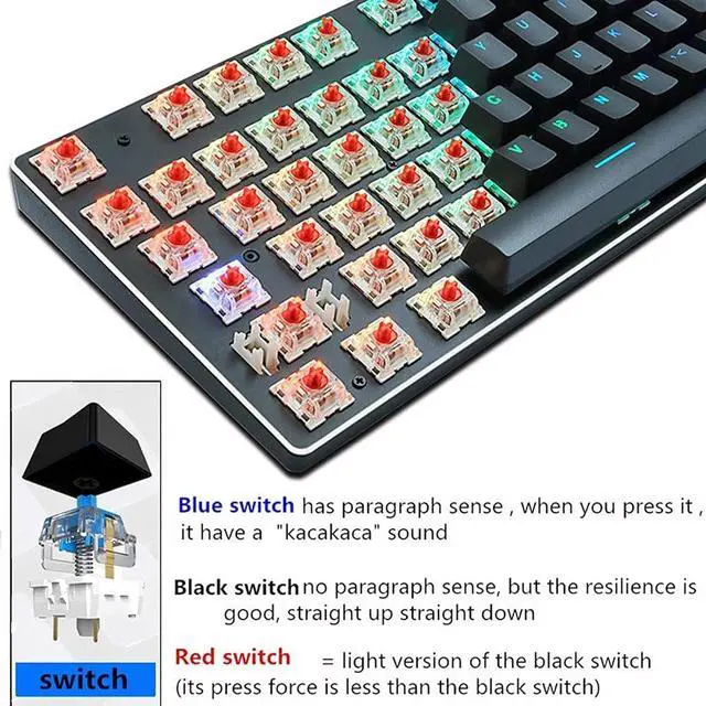 Alt view image 4 of 7 - Mechanical Gaming Keyboard, Compact 87 Keys Mechanical Computer Keyboard Rainbow LED Backlit for PC Gamers