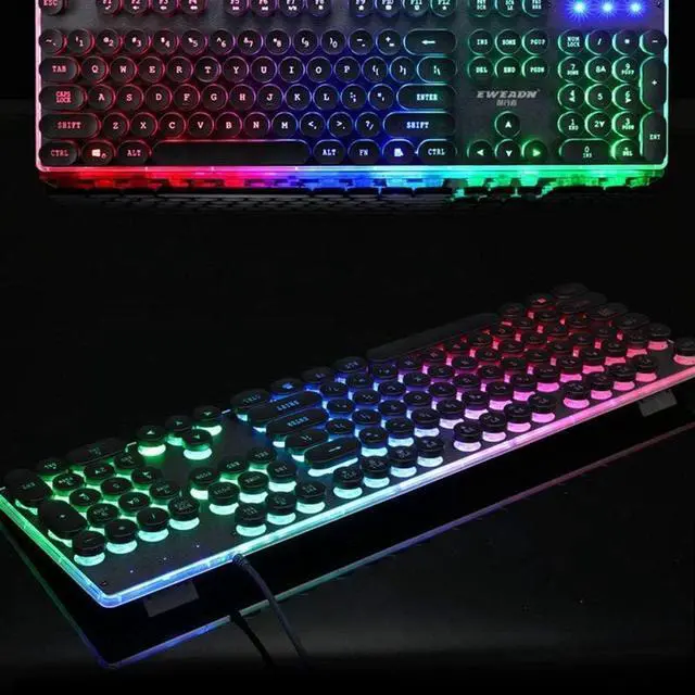 Alt view image 4 of 7 - Keyboards Computer Keyboard-Wired Keyboard Punk Gaming Keyboard Mechanical Keyboard Can Be Illuminated-104 Keys