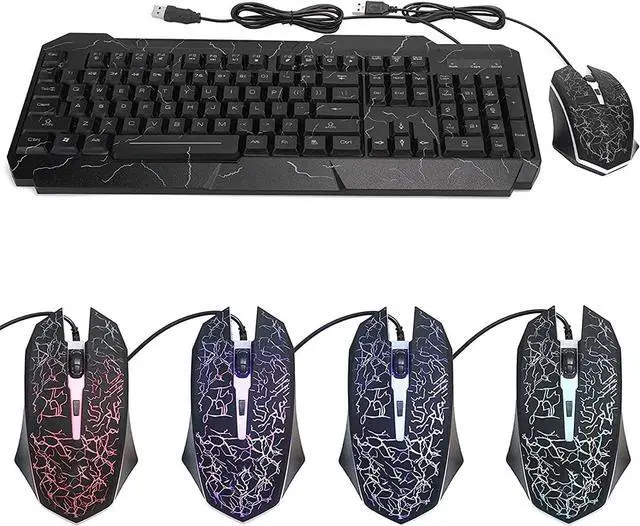 Alt view image 3 of 7 - NCRD Gaming Keyboard and Mouse Combo Wired Mechanical Feel RGB LED Backlit Keyboard 1600 DPI Gaming Mouse (Keyboard Mouse Combo)