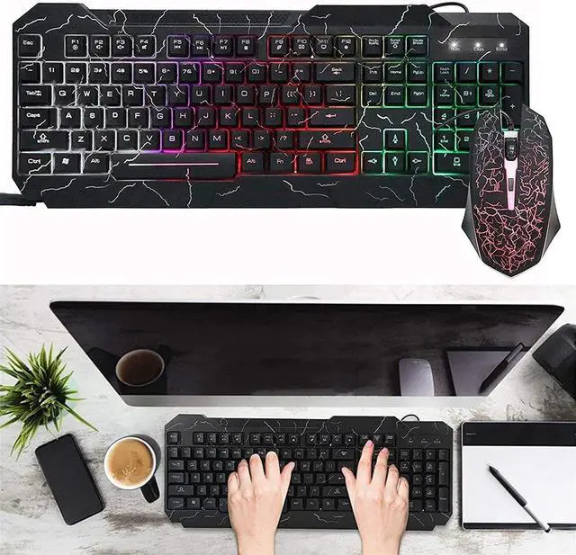 Alt view image 4 of 7 - NCRD Gaming Keyboard and Mouse Combo Wired Mechanical Feel RGB LED Backlit Keyboard 1600 DPI Gaming Mouse (Keyboard Mouse Combo)