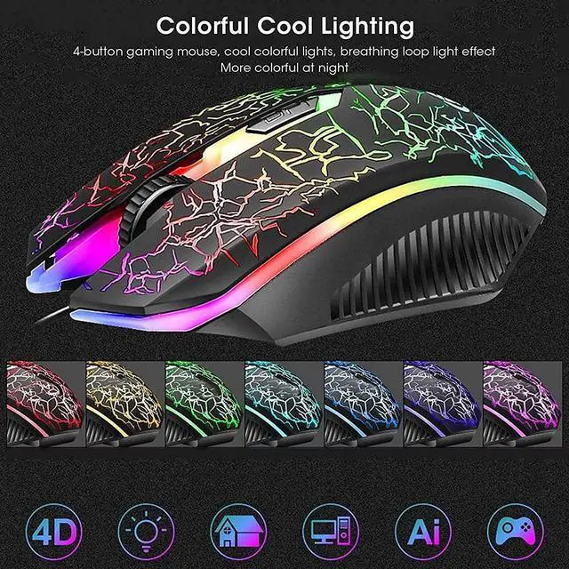 Alt view image 7 of 7 - NCRD Gaming Keyboard and Mouse Combo Wired Mechanical Feel RGB LED Backlit Keyboard 1600 DPI Gaming Mouse (Keyboard Mouse Combo)