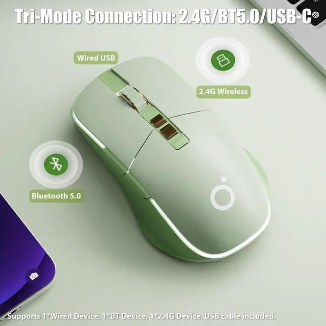 Alt view image 2 of 7 - Tri-Mode Wireless Gaming Mouse with TrI-Mode Numpad
