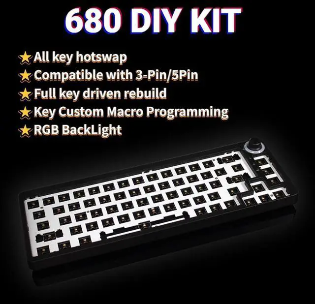 Alt view image 5 of 7 - LK67/KF068 Hot Swappable Mechanical Keyboard Kits Single Modes 3/5Pin Switches Knob Keyboard Mechanical Keyboard