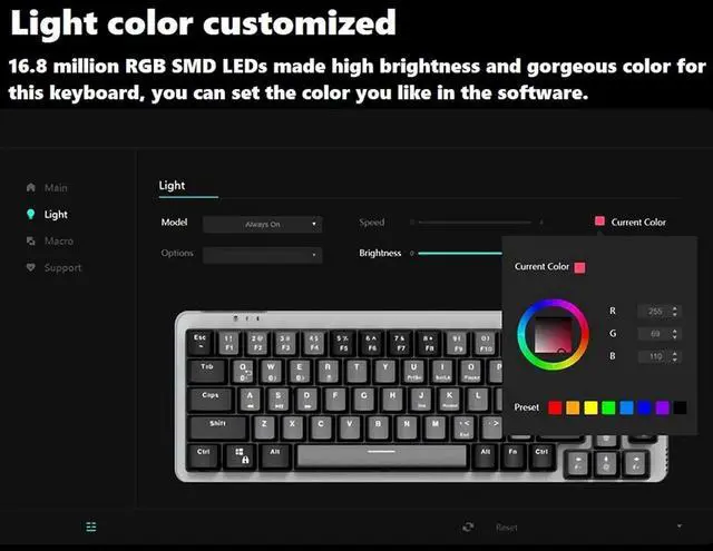 Alt view image 3 of 7 - Mllepjdh LK67/KF068 Mechanical Keyboard Kits Cord Backlit Hot Swappable Gaming Keyboard For Replacement