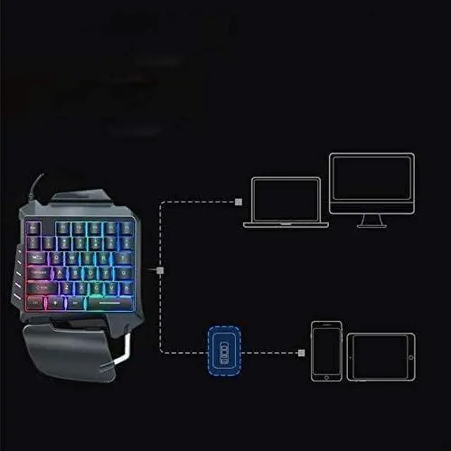 Alt view image 4 of 7 - Quiet Ergonomic Water-Resistant Mechanical Feeling Keyboard, Colorful Backlit Single Left-Handed Computer Keyboard,Ultra-Slim LED Backlit Keyboard