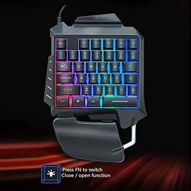 Alt view image 6 of 7 - Quiet Ergonomic Water-Resistant Mechanical Feeling Keyboard, Colorful Backlit Single Left-Handed Computer Keyboard,Ultra-Slim LED Backlit Keyboard