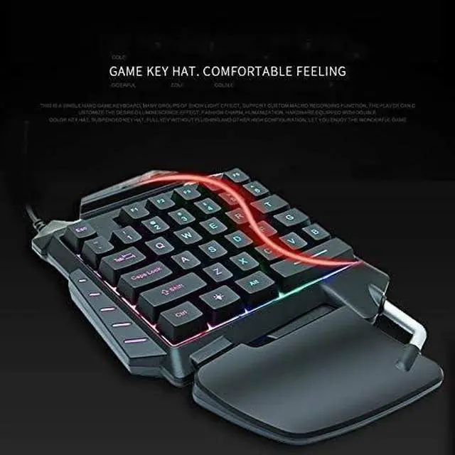 Alt view image 5 of 7 - Quiet Ergonomic Water-Resistant Mechanical Feeling Keyboard, Colorful Backlit Single Left-Handed Computer Keyboard,Ultra-Slim LED Backlit Keyboard