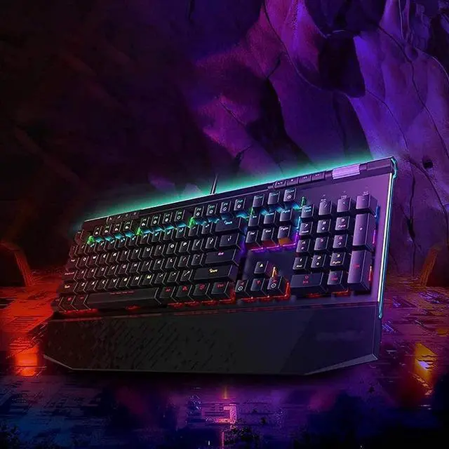 Alt view image 6 of 7 - Feiyx Wired Gaming Keyboard,Backlit Gaming Keyboard Wrist Rest for Windows PC Gamers