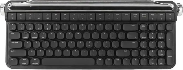 Main image of Mechanical Keyboard, Red Switch Typewriter Mechanical Keyboard Hot Swappable Dual Connection Modes Retro RGB LED Backlight with Keypad for Office (Black)