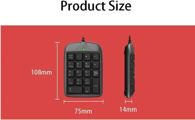 Alt view image 7 of 7 - ARCH Mini Numeric Keypad, Portable Keyboard Computer Ergonomic, USB Telescopic Cable for Banking, Cash Register, Accounting