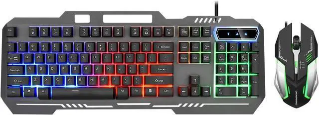 Main image of Keyboard Mouse Combo, Mechanical Gaming Keyboard and Mouse Wired LED Backlit Keyboard Mouse Rainbow Backlit Keyboard Mouse Battery Metal Panel Gaming Keyboard and Mouse,for Office,Home,Laptop,