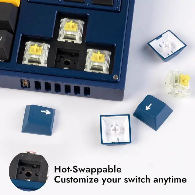 Alt view image 6 of 7 - LEMOKEY L3 TKL Layout Wireless QMK/Launcher Full-Metal Hot-Swappable RGB Backlight Custom Mechanical Keyboard for Windows/Linux,Gateron Banana Switch,Fully Assembled Knob-Blue