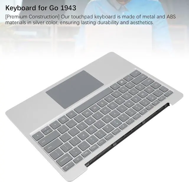 Alt view image 5 of 7 - Zopsc Bluetooth Keyboard with Touchpad for Go 1943, Ultra Slim Tablet Keyboard with Touchpad for Go 1943 12.4inch Laptop, Portable Bluetooth Keyboard Replacement
