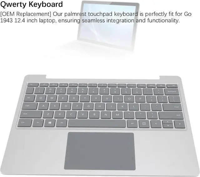 Alt view image 6 of 7 - Zopsc Bluetooth Keyboard with Touchpad for Go 1943, Ultra Slim Tablet Keyboard with Touchpad for Go 1943 12.4inch Laptop, Portable Bluetooth Keyboard Replacement