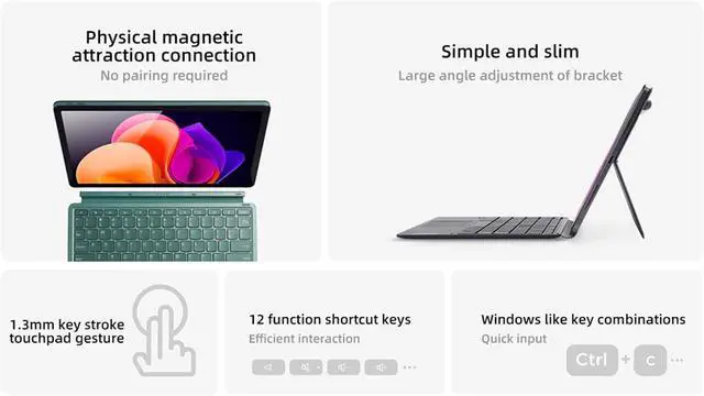 Alt view image 3 of 7 - Goshyda KB686U Keyboard for Xiaoxin Pad Pro 2022 11.2in, Magnetic Tablet Keyboard with Sensitive Touchpad & Case, Detachable, for Xiaoxin Pad Pro 2022 11.2in