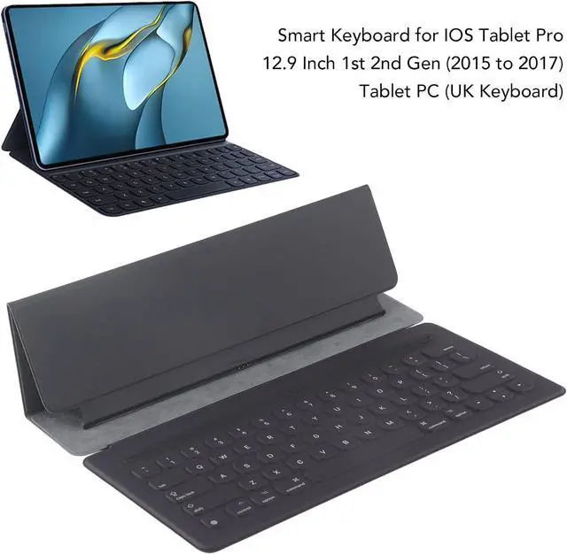 Alt view image 5 of 7 - Bluetooth Keyboard, Smart Keyboard with Case, Cordless Keyboard for 12.9in iOS Tablet Pro 1st 2nd Gen, 64 Keys Full Size UK Version Portable Tablet Keyboard