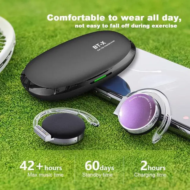 Alt view image 2 of 7 - Clip on Headphones Bluetooth V5.3, On Ear Headphones Wireless with Earhooks, Open Ear Headphones, Sports Headset Bluetooth with 4 Microphones, Earphones Noising Cancelling/Long Battery Life