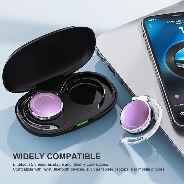 Alt view image 3 of 7 - Clip on Headphones Bluetooth V5.3, On Ear Headphones Wireless with Earhooks, Open Ear Headphones, Sports Headset Bluetooth with 4 Microphones, Earphones Noising Cancelling/Long Battery Life