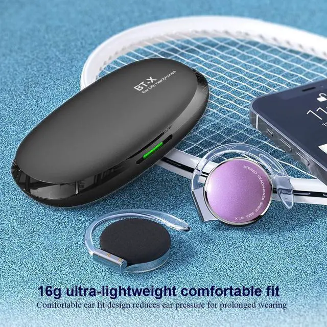 Alt view image 7 of 7 - Clip on Headphones Bluetooth V5.3, On Ear Headphones Wireless with Earhooks, Open Ear Headphones, Sports Headset Bluetooth with 4 Microphones, Earphones Noising Cancelling/Long Battery Life